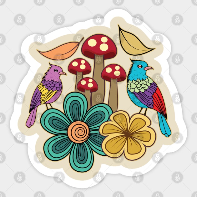 Fantasy Birds With Floral Design Sticker by facegm